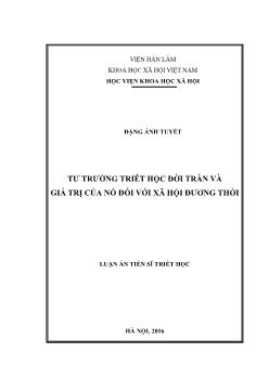 Luận án Tư trưởng triết học đời Trần và giá trị của nó đối với xã hội đương thời