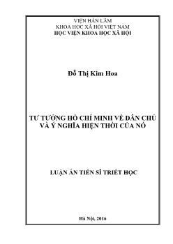 Luận án Tư tưởng hồ chí minh về dân chủ và ý nghĩa hiện thời của nó