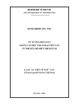 Luận án Tư tưởng thân dân trong văn học trung đại Việt Nam từ thế kỉ X đến hết thế kỉ XVII