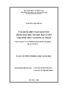 Luận án Ứng dụng điện toán đám mây trong dạy học tin học đại cương cho sinh viên cao đẳng sư phạm