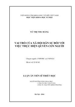 Luận án Vai trò của xã hội dân sự đối với việc thực hiện quyền con người