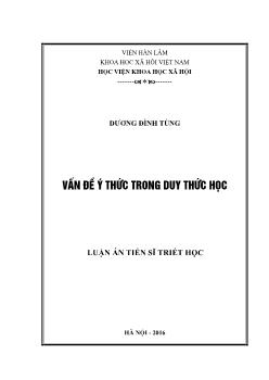 Luận án Vấn đề ý thức trong duy thức học