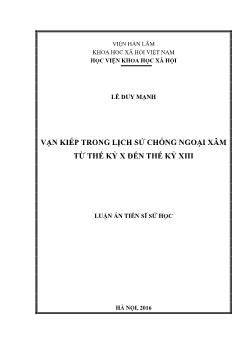 Luận án Vạn kiếp trong lịch sử chống ngoại xâm từ thế kỷ X đến thế kỷ XIII