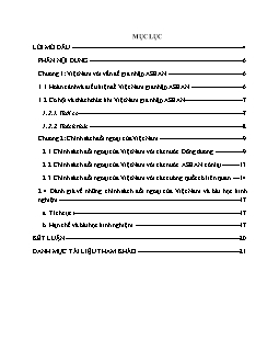 Luận văn Chính sách đối ngoại của Việt Nam sau khi gia nhập Asean