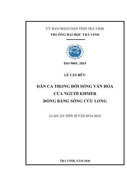 Luận văn Dân ca trong đời sống văn hóa của người khmer đồng bằng sông Cửu Long