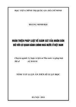 Luận văn Hoàn thiện pháp luật về giám sát của nhân dân đối với cơ quan hành chính nhà nước ở Việt Nam