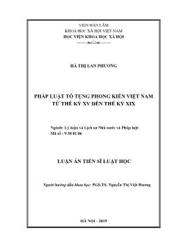 Luận văn Pháp luật tố tụng phong kiến Việt Nam từ thế kỷ XV đến thế kỷ XIX