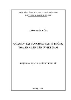 Luận văn Quản lý tài sản công tại hệ thống tòa án nhân dân ở Việt Nam