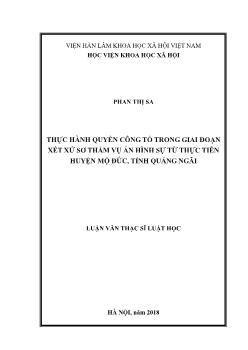 Luận văn Thực hành quyền công tố trong giai đoạn xét xử sơ thẩm vụ án hình sự từ thực tiễn huyện Mộ đức, tỉnh Quảng Ngãi