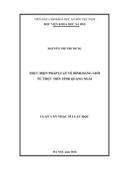 Luận văn Thực hiện pháp luật về bình đẳng giới từ thực tiễn tỉnh Quảng Ngãi