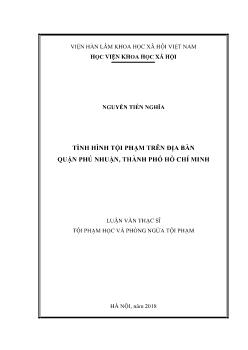 Luận văn Tình hình tội phạm trên địa bàn quận Phú nhuận, thành phố hồ Chí Minh
