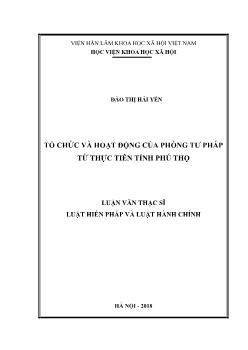 Luận văn Tổ chức và hoạt động của phòng tư pháp từ thực tiễn tỉnh Phú Thọ