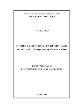 Luận văn Tổ chức và hoạt động của thanh tra nội bộ từ thực tiễn đại học quốc gia Hà Nội