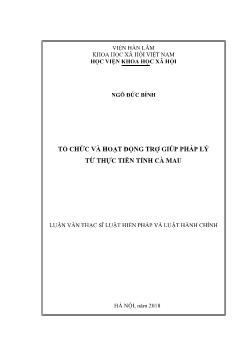 Luận văn Tổ chức và hoạt động trợ giúp pháp lý từ thực tiễn tỉnh Cà Mau