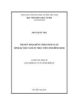 Luận văn Tội hủy hoại rừng theo pháp luật hình sự Việt Nam từ thực tiễn tỉnh Bình Định