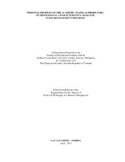 Personal profiles of the academic staffs as predictors of professional characteristics: Basis for staff development program