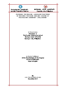 Pursuing the english language functions in teaching the basic english course at Thai nguyen university (tnu) system