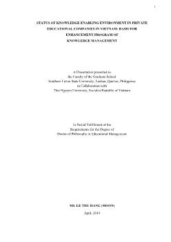 Status of knowledge enabling environment in private educational companies in Vietnam: Basis for enhancement program of knowledge management