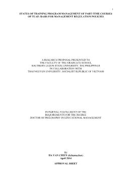 Status of training program management of part - Time courses of tuaf: Basis for management regulation policies