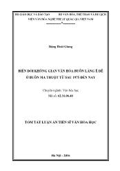 Tóm tắt Luận án - Biến đổi không gian văn hóa buôn làng Ê đê ở Buôn ma thuột từ sau 1975 đến nay