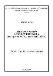 Tóm tắt Luận án - Biến đổi văn hóa làng dệt Phương la (huyện Hưng hà, tỉnh Thái Bình)