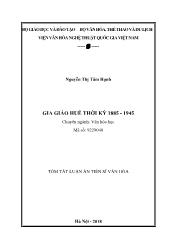 Tóm tắt Luận án - Gia giáo Huế thời kỳ 1885 - 1945