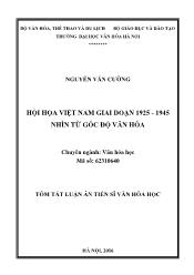 Tóm tắt Luận án - Hội họa Việt Nam giai đoạn 1925 - 1945 nhìn từ góc độ văn hóa