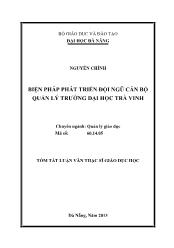 Tóm tắt Luận văn - Biện pháp phát triển đội ngũ cán bộ quản lý trường đại học Trà Vinh