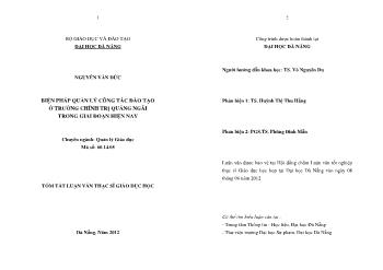 Tóm tắt Luận văn - Biện pháp quản lý công tác đào tạo ở trường chính trị Quảng ngãi trong giai đoạn hiện nay