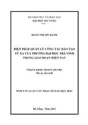 Tóm tắt Luận văn - Biện pháp quản lý công tác đào tạo từ xa của trường đại học Trà vinh trong giai đoạn hiện nay