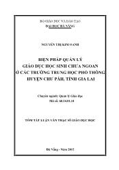 Tóm tắt Luận văn - Biện pháp quản lý giáo dục học sinh chưa ngoan ở các trường trung học phổ thông huyện Chư păh, tỉnh Gia Lai