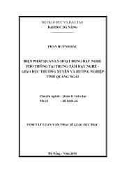 Tóm tắt Luận văn - Biện pháp quản lý hoạt động dạy nghề phổ thông tại trung tâm dạy nghề - Giáo dục thường xuyên và hướng nghiệp tỉnh Quảng Ngãi