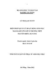 Tóm tắt Luận văn - Biện pháp quản lý hoạt động giáo dục ngoài giờ lên lớp ở trường THPT Nguyễn hiền, Đà Nẵng