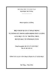 Tóm tắt Luận văn - Biện pháp quản lý hoạt động tự đánh giá trong kiểm định chất lượng giáo dục ở các trường THCS huyện đắc tô tỉnh Kon Tum