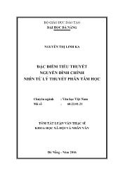 Tóm tắt Luận văn - Đặc điểm tiểu thuyết Nguyễn Đình Chính nhìn từ lý thuyết phân tâm học