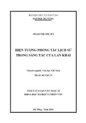 Tóm tắt Luận văn - Hiện tượng phóng tác lịch sử trong sáng tác của Lan Khai