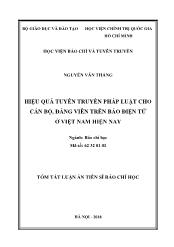 Tóm tắt Luận văn - Hiệu quả tuyên truyền pháp luật cho cán bộ, đảng viên trên báo điện tử ở Việt Nam hiện nay