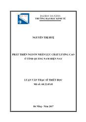 Tóm tắt Luận văn - Phát triển nguồn nhân lực chất lượng cao ở tỉnh Quảng nam hiện nay