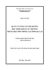 Tóm tắt Luận văn - Quản lý công tác bồi dưỡng học sinh giỏi ở các trường trung học phổ thông tại tỉnh Gia Lai