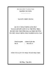 Tóm tắt Luận văn - Quản lý hoạt động giáo dục ngoài giờ lên lớp ở các trường THCS huyện Chư Păh tỉnh Gia Lai theo hướng tổ chức hoạt động trải nghiệm sáng tạo