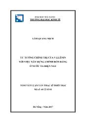 Tóm tắt Luận văn - Tư tưởng chính trị của V.I.Lênin với việc xây dựng chỉnh đốn SSảng ở nước ta hiện nay