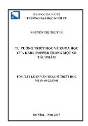 Tóm tắt Luận văn - Tư tưởng triết học về khoa học của karl popper trong một số tác phẩm