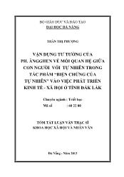 Tóm tắt Luận văn - Vận dụng tư tưởng của ph. Ăngghen về mối quan hệ giữa con người với tự nhiên trong tác phẩm “biện chứng của tự nhiên” vào việc phát triển kinh tế - Xã hội ở tỉnh Đắk Lắk