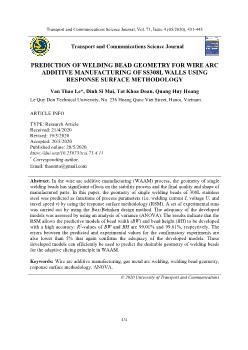 Prediction of welding bead geometry for wire arc additive manufacturing of ss308l walls using response surface methodology