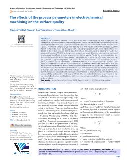 The effects of the process parameters in electrochemical machining on the surface quality