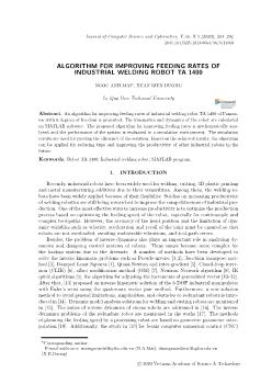 Algorithm for improving feeding rates of industrial welding robot ta 1400