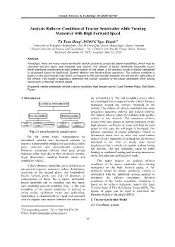 Analysis rollover condition of tractor semitrailer while turning maneuver with high forward speed