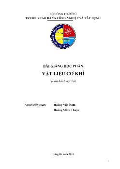 Bài giảng học phần Vật liệu cơ khí