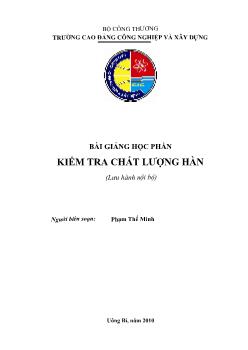 Bài giảng Kiểm tra chất lượng hàn