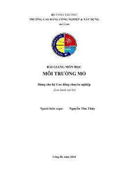 Bài giảng môn Môi trường mỏ